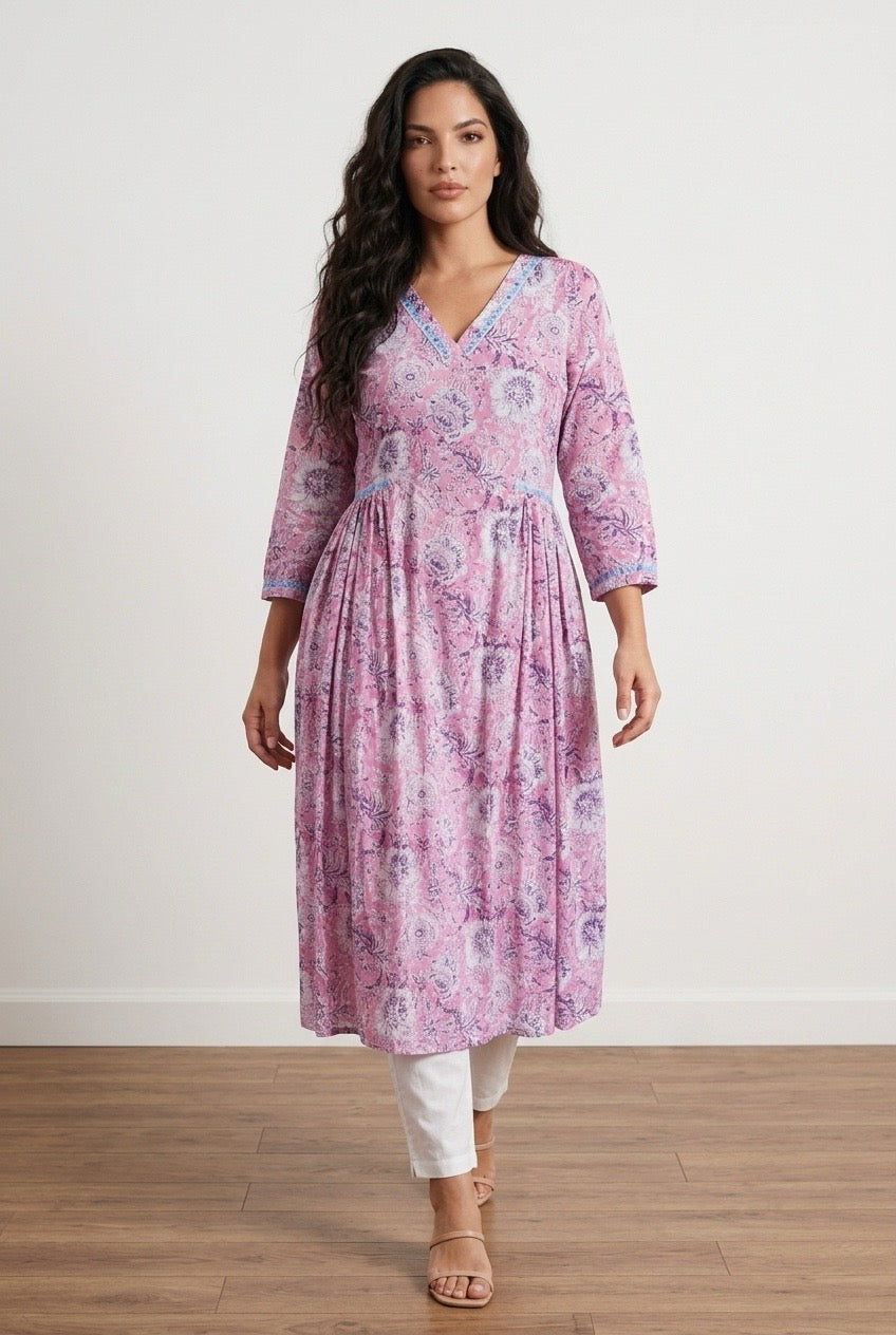 Soft cotton sanganeri handblock kurti