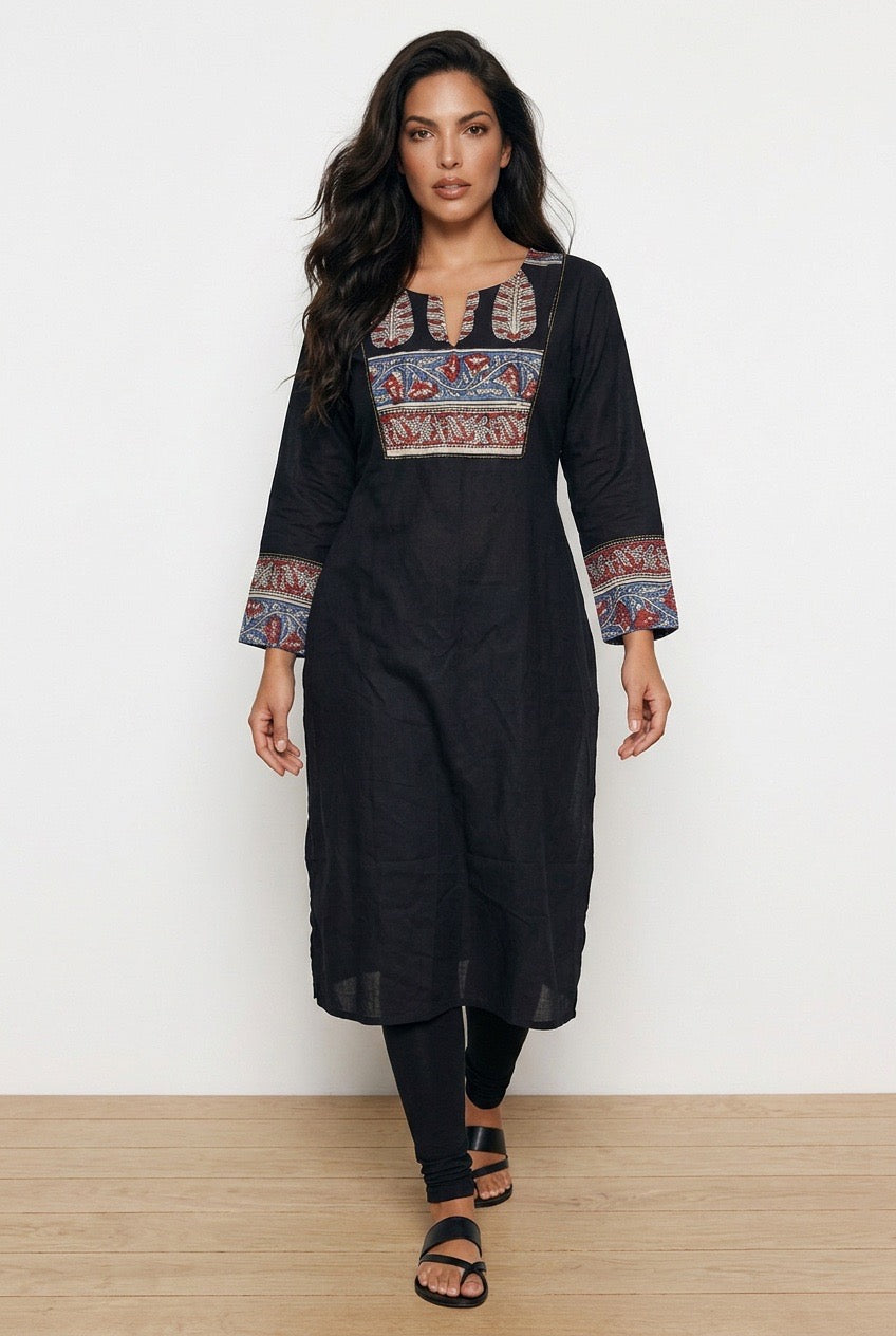 Soft cotton kurti with detailing in yoke portion