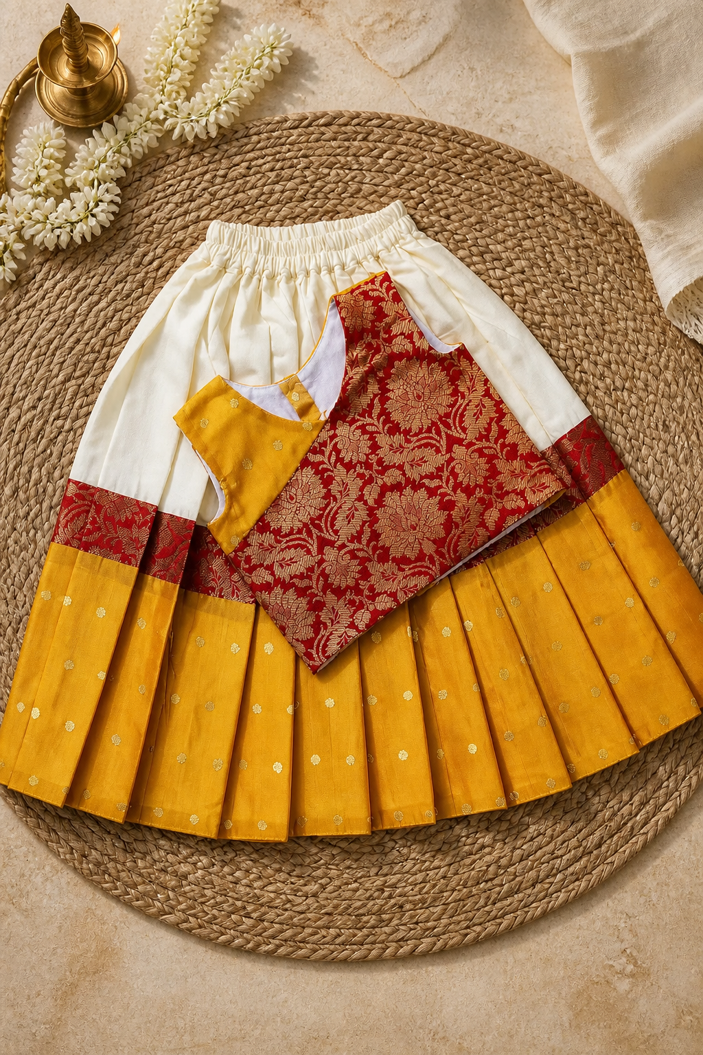 Onam kids top & skirt