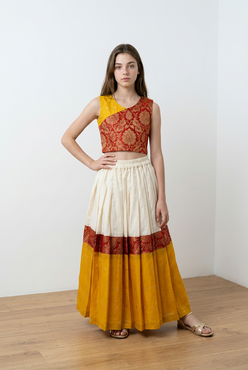 Onam girls top & skir. 9 to 12 years