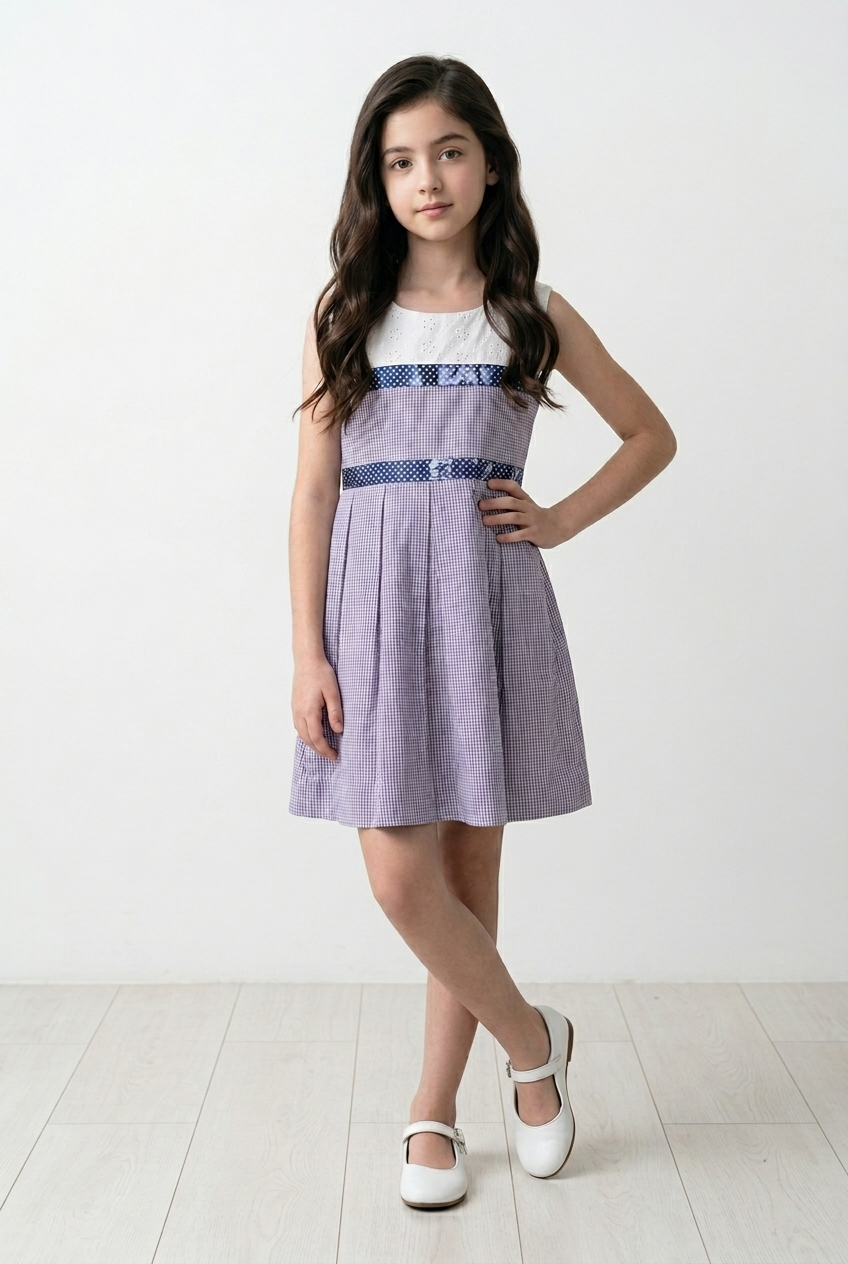 Soft cotton frock with hakoba yoke